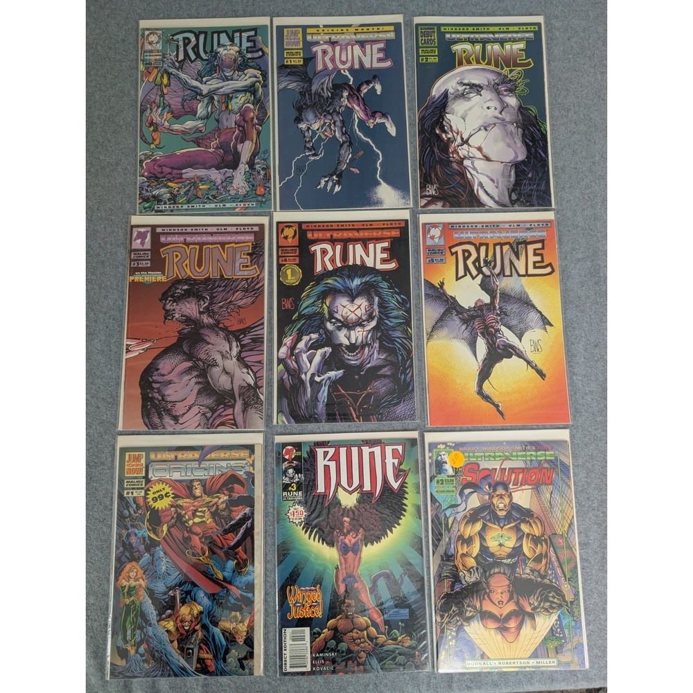 Malibu Comics Rune Ultraverse #0-5 +1 +2 Lot 9 1990s‎ VTG